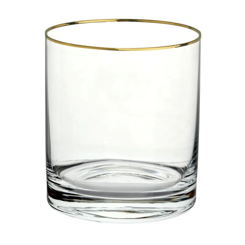 Jogo De 6 Copos Baixos Para Whisky Barware Gold Rim