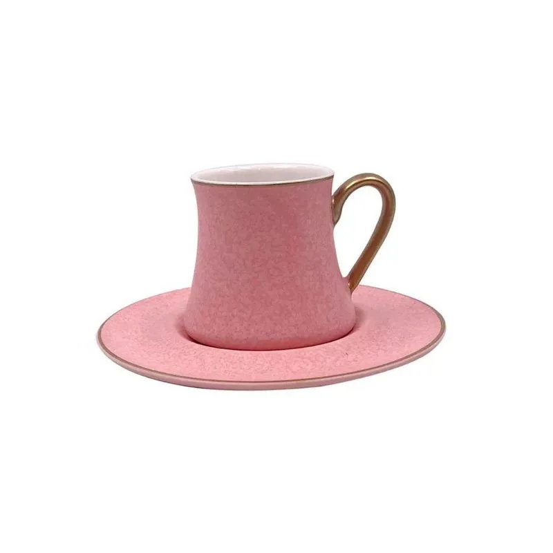 Conjunto De Xícaras Para Café Com Pires Em Porcelana Galet Com 12 Peças 80ml L\'hermitage Rosa