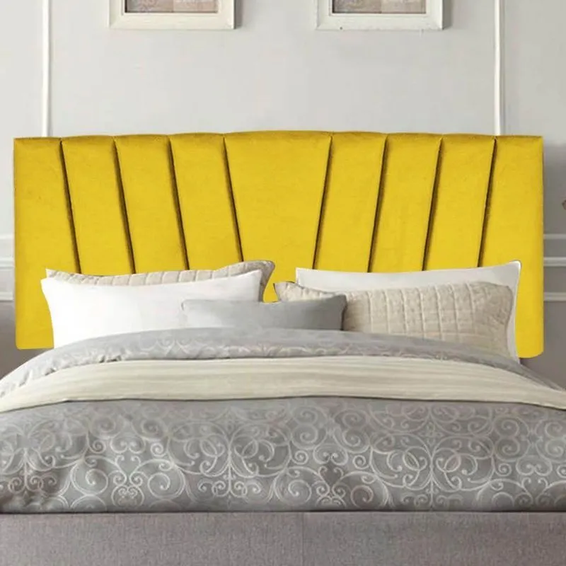 Painel Estofado Luxo Bélgica Solteiro MDF-MDP Suede Amarelo 90cm Gat Magazine