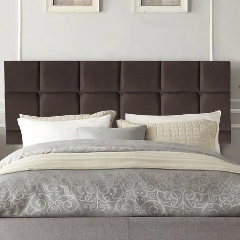 Painel Estofado Luxo Espanha King Size Madeira Maciça Suede Marrom Gat Magazine