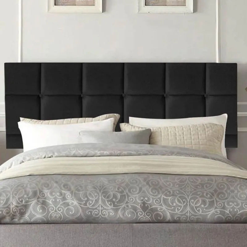 Painel Estofado Luxo Espanha King Size Madeira Maciça Suede Preto Gat Magazine