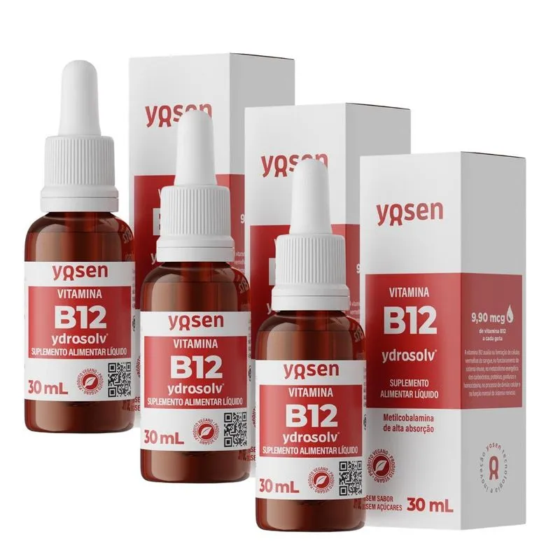 3x Vitamina B12 Metilcobalamina Ydrossolv Yosen 30ml