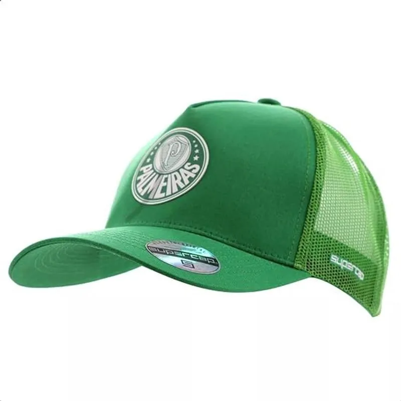 Bone Palmeiras Trucker Silk Bordado Verde medio