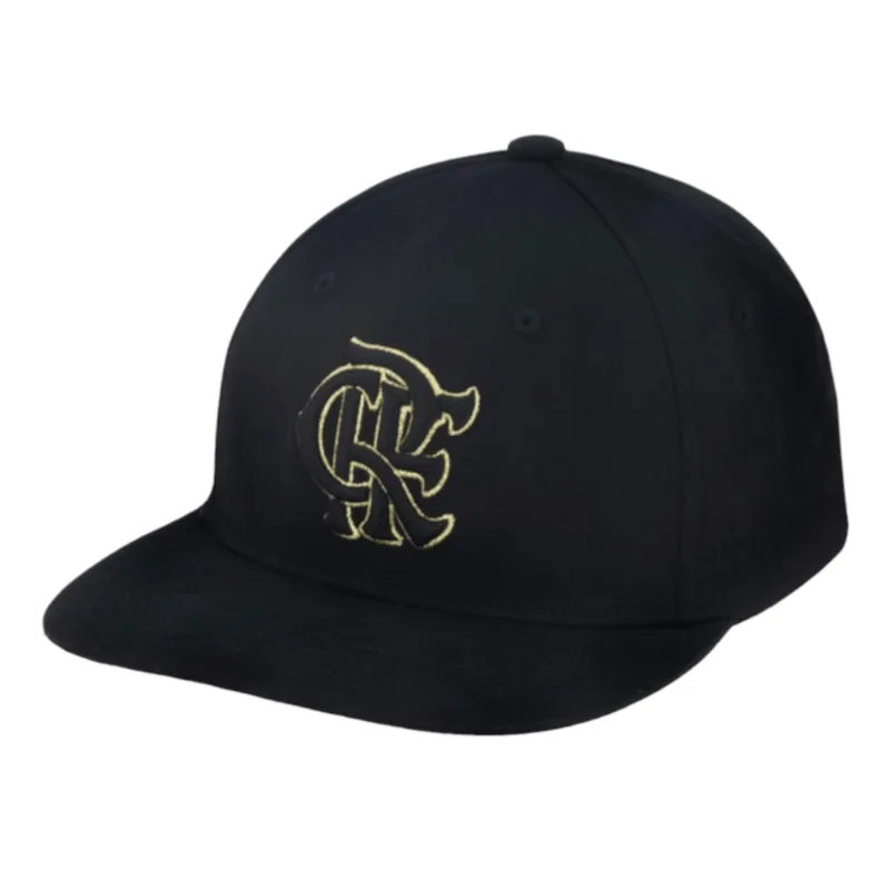Boné Flamengo Aba Curva CRF Bordado Frontal Preto Super Cap UN