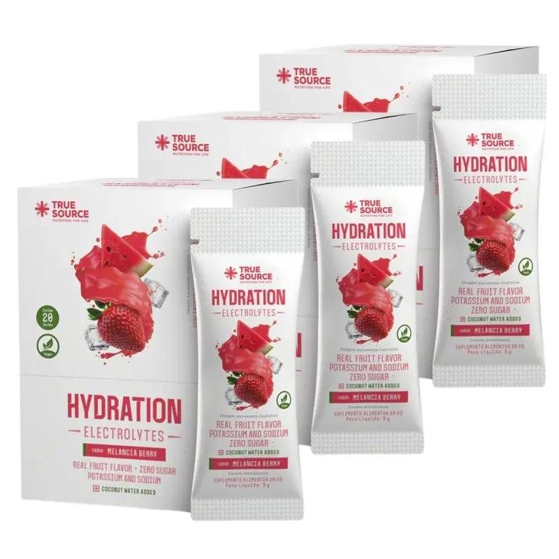 3x Hydration Electrolytes True Source Melancia Berry 20un 5g