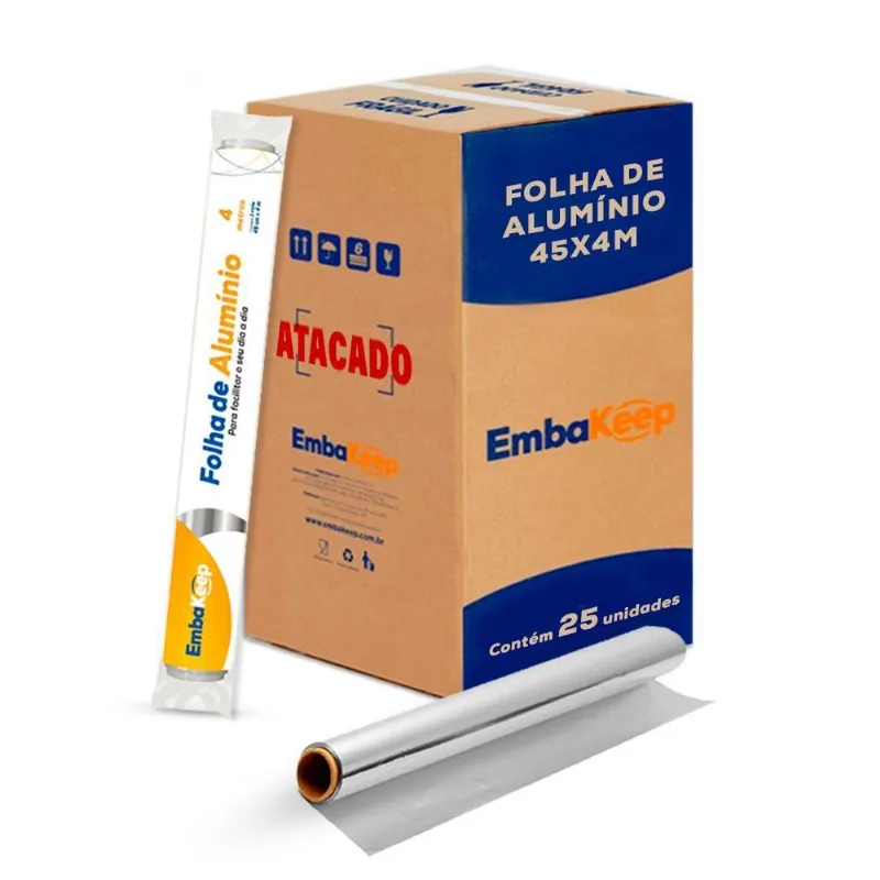Papel Alumínio - 45cm X 4m Caixa Atacado 25 Rolos