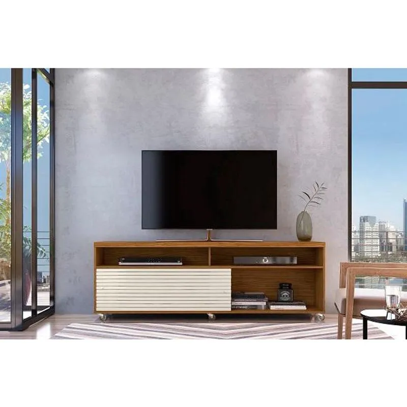 Rack Frizz Cross para TV de até 65 polegadas - cedro (naturale) / off white - Madetec