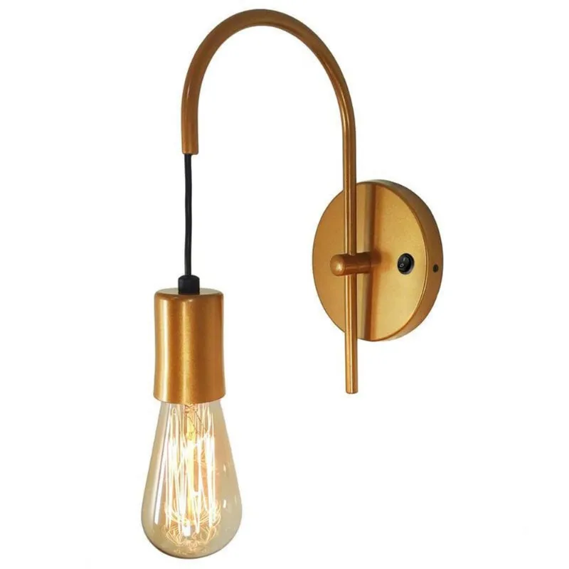 Arandela Abajur Luminária Parede Botão Cama Moderno Dourado