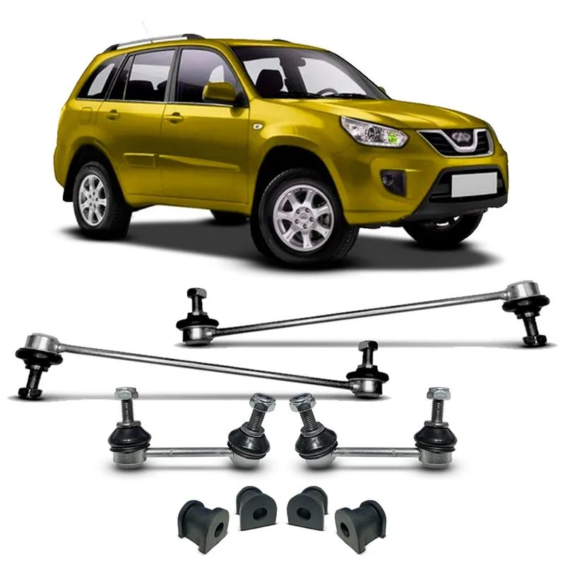 4 Kit Bieleta Bucha Tirante Barra Estabilizadora Dianteira Traseira Chery Tiggo 2009 2010 2011 2012 2013 2014 2015