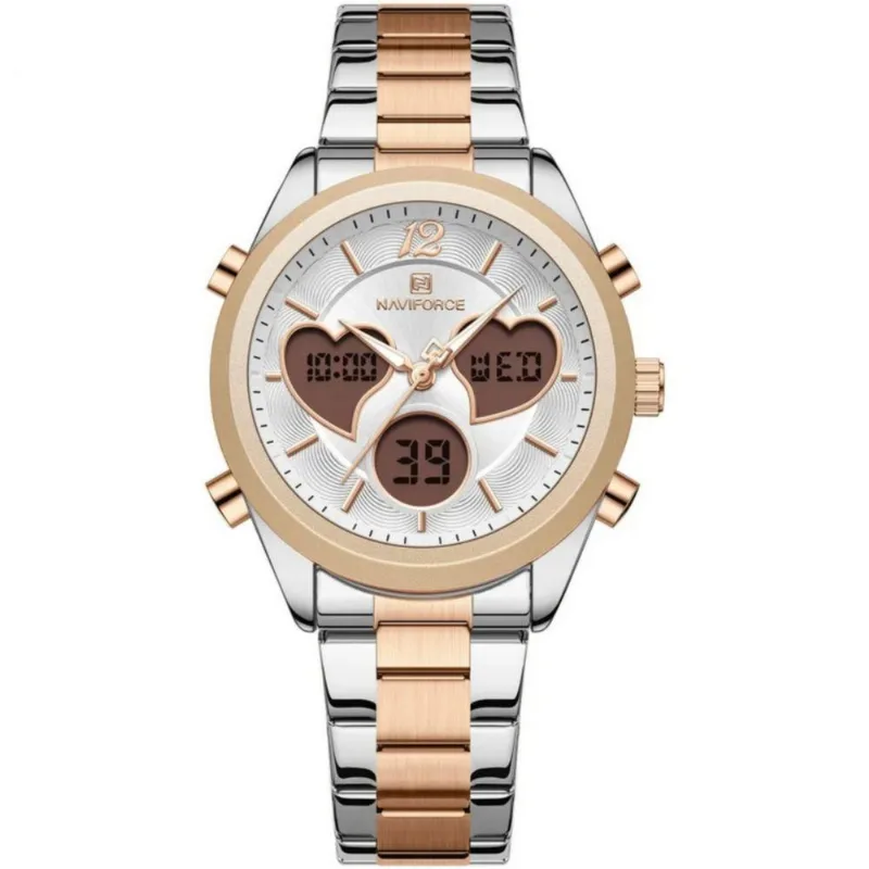 Relógio Feminino Design Coração Quartzo Analógico Lcd Digital Impermeavel Casual Branco