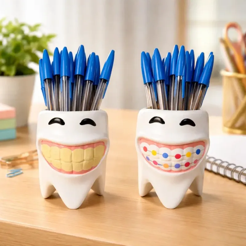 Vaso Vasinho Dente Kit Com 2 Peças Pequeno Porta Caneta