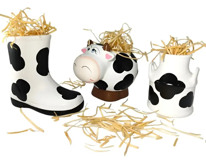 Trio para decoração de Festa Country Bota Vaca Leiteira