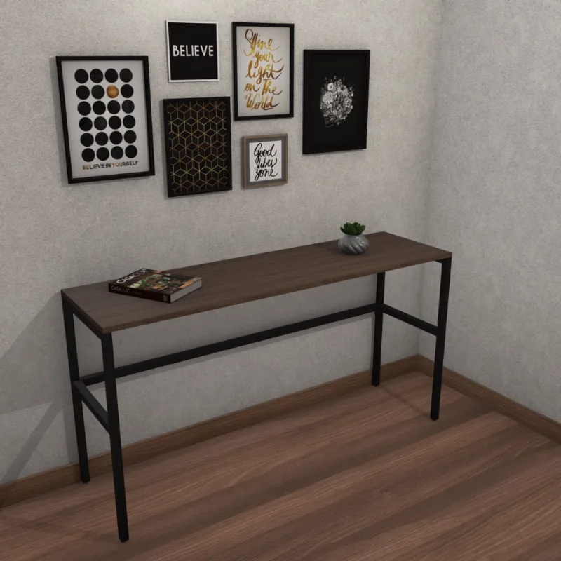 MESA DE APOIO MARELLI FRAME 1400X400MM CARVALHO MUNIQUE COM ESTRUTURA EM PRETO
