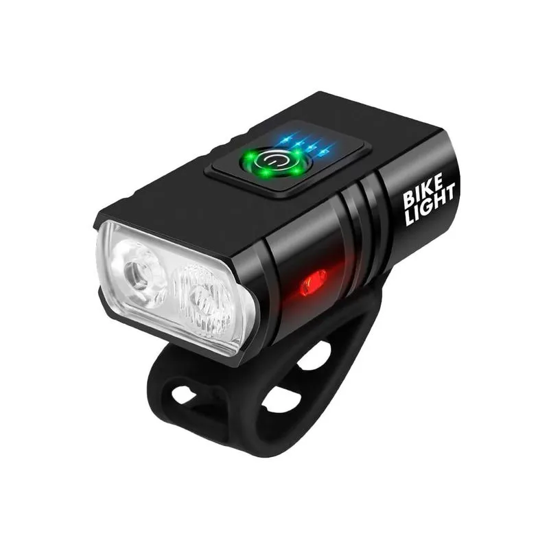 Farol De Bike 2 Led Cree T6 Usb Recarregável 2500mah - Preto