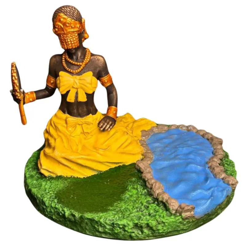 Oxum 7 Dourada 15cm Alt. - Resina - Umbanda Candomblé