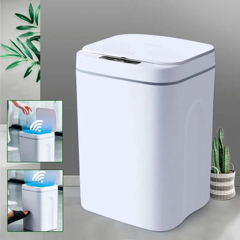 Lixeira Automática 16L Recarregável Usb Sensor Cozinha