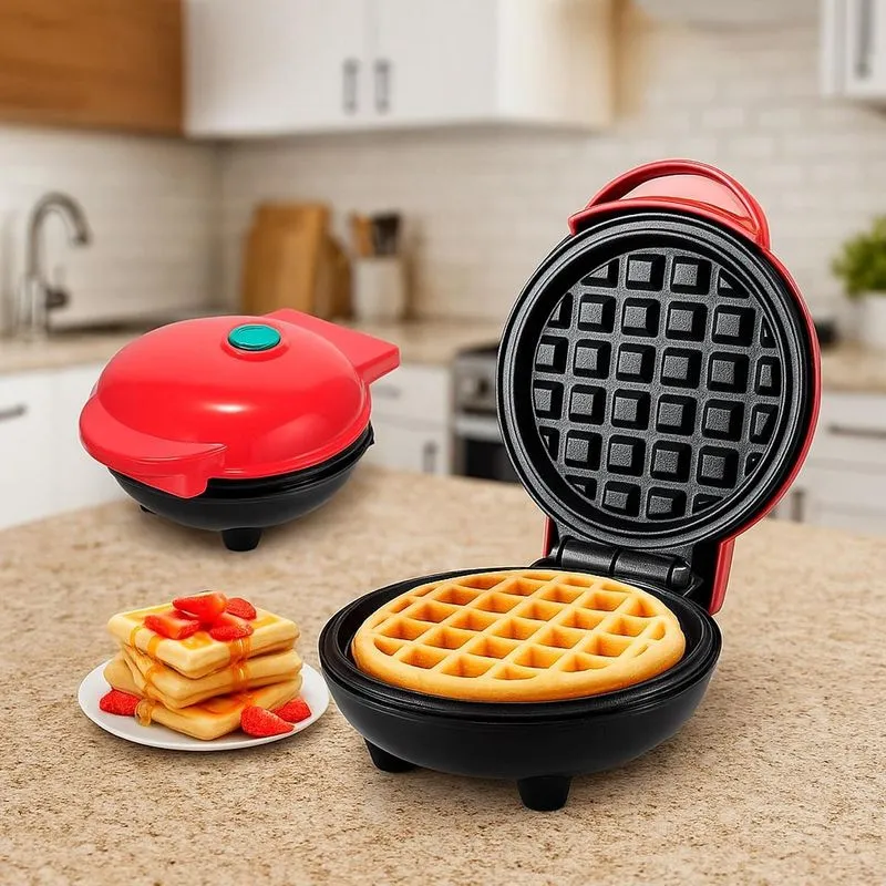 Mini Waffle Elétrica Compacta Para Café Da Manhã Rápido 110v