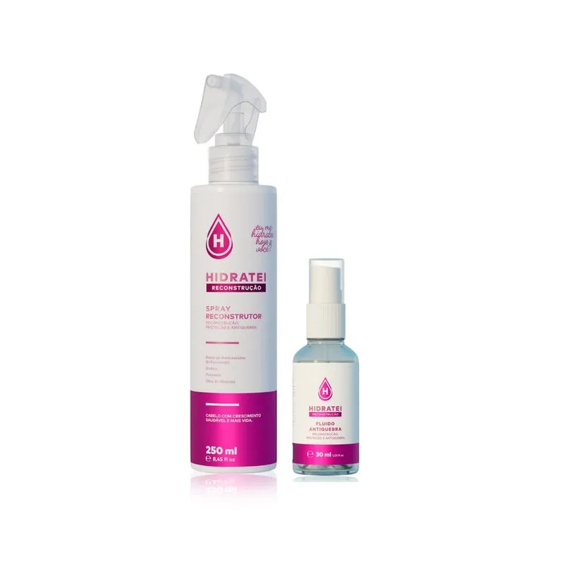 Kit Hidratei Spray Reconstrutor 250ml + Fluido Antiquebra Reconstrutor 30ml
