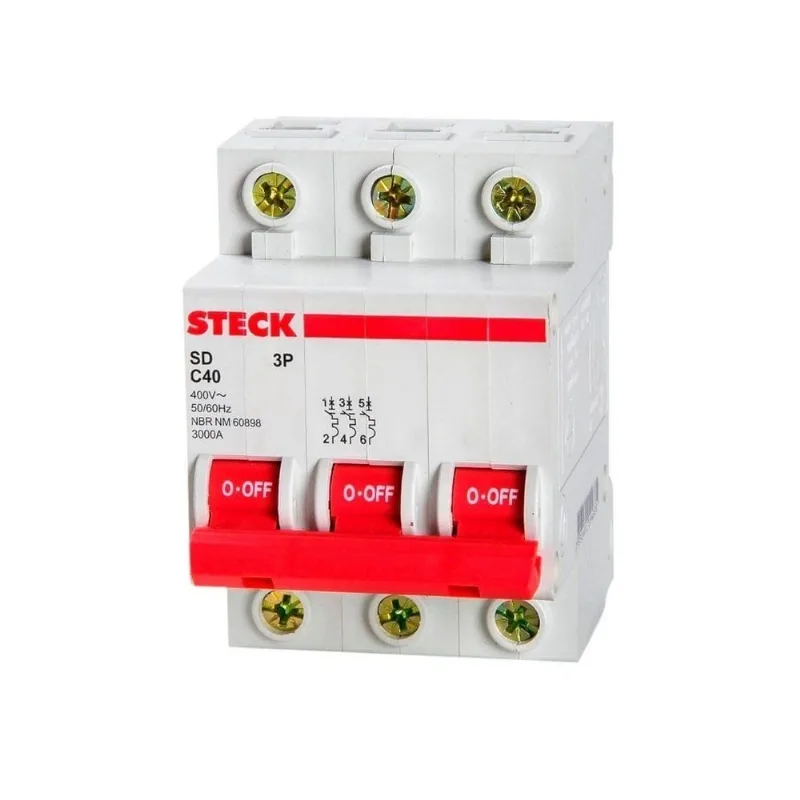 DISJUNTOR DIN STECK TRIPOLAR 40A CURVA C - STECK