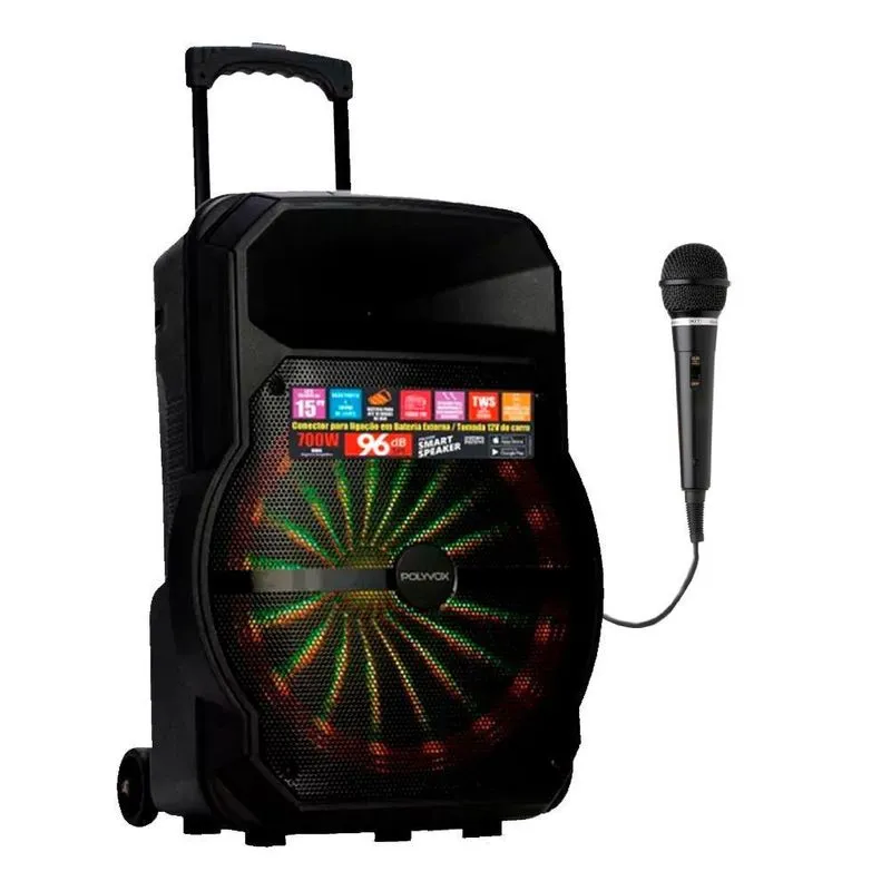 Caixa De Som Ampl. Xc715T Polyvox 15 Pol. Bt 700W-1 Mic