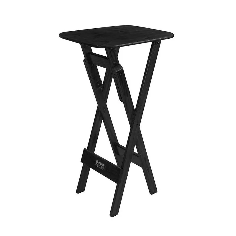 Mesa Bistrô Bar 45x54cm Dobrável Em Madeira Maciça - Preto - Preto