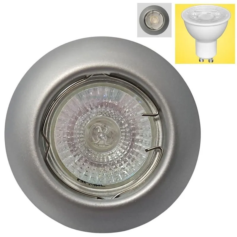Spot de Embutir Redondo Côncavo MR16 com Lâmpada LED GU10 4,5W Bivolt Prata Decorshop Spot de Embutir Redondo Côncavo MR16 LED GU10 4,5W Bivolt Prata Decorshop
