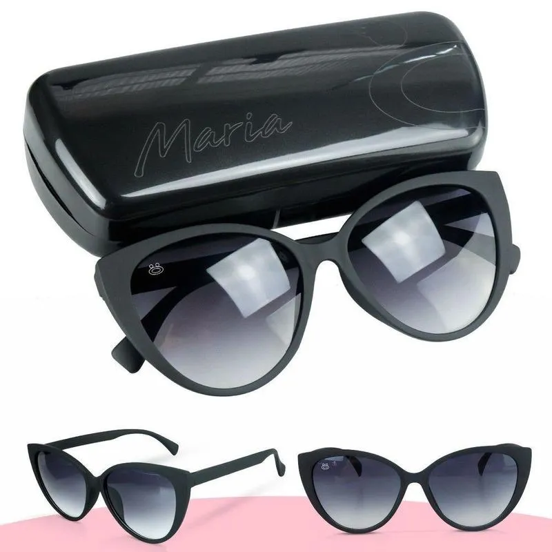 Oculos Sol Feminino Preto Proteção Uv + Case Qualidade Premium Estiloso Delicado Moda Preto