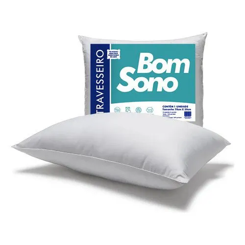 Travesseiro Bom Sono Suporte Firme Percal Microfibra 600g/m² 70cm x 50cm Fibra Siliconada Soft Pluma