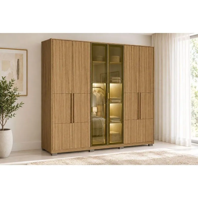 Guarda Roupa 6 Portas 6 Pts Vid C/led 4 Gav Toronto Ultra 6.4 Carraro Ced