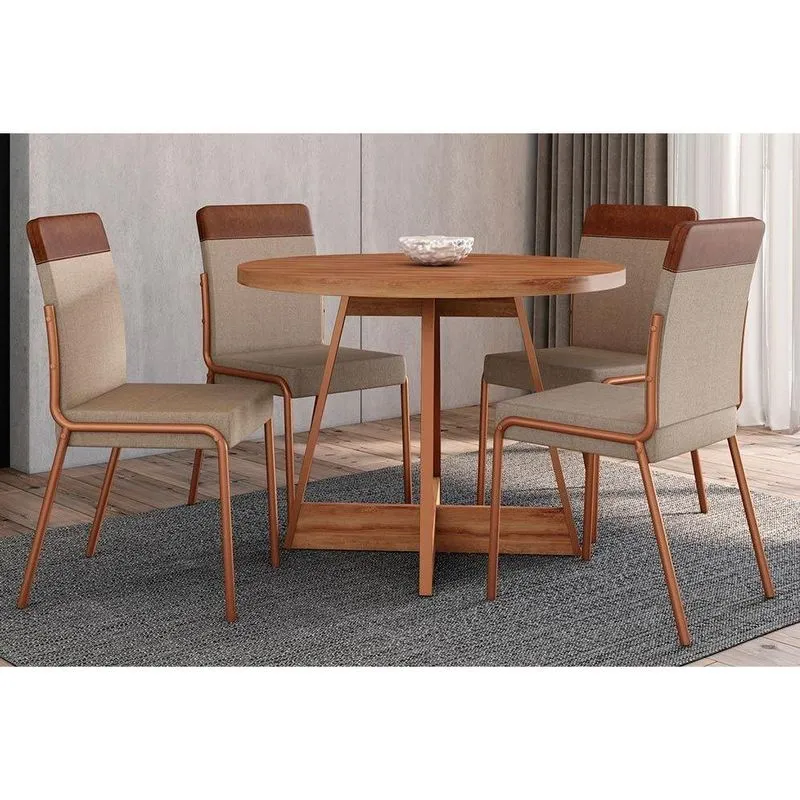 Mesa Cozinha Átria 100 + 4 Cad Duo Rose/caramelo Carraro