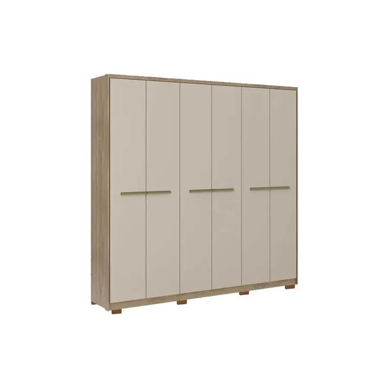 Guarda Roupa Casal 6 Portas e 3 Gavetas c/ Pés Belmont 1154 Noce/Off White - Carraro
