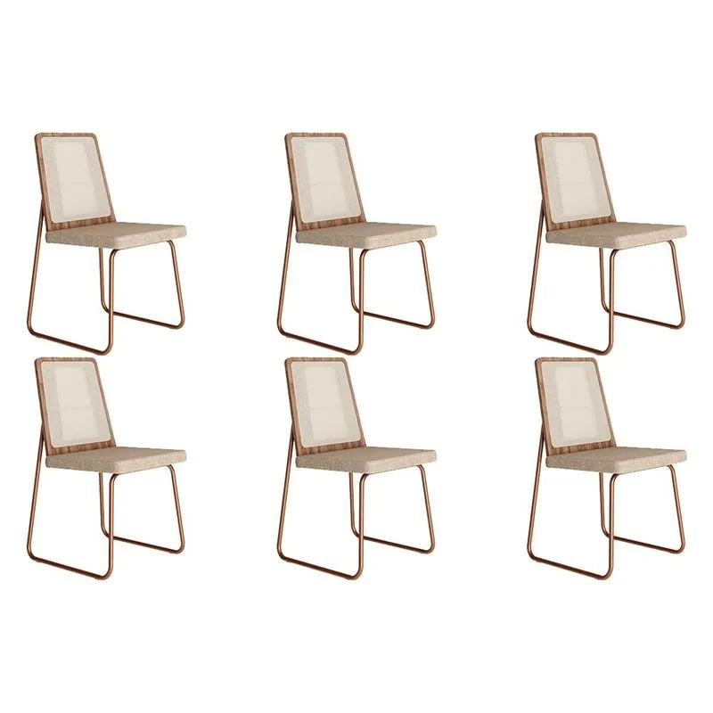 Kit 6 Cadeiras de Cozinha Wood 1751 6 Uni Rose/Linho Areia - Carraro