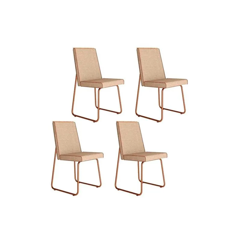 Kit 4 Cadeiras Sala Jantar Lira 1752 4 Uni Rose/Linho Areia/Courano Caramelo - Carraro