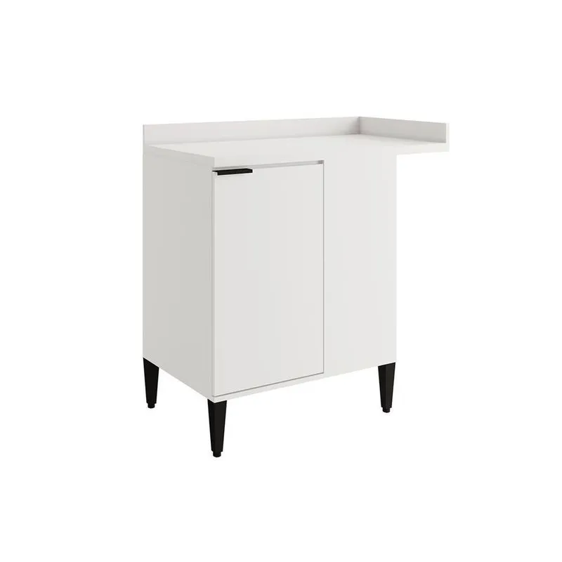 Gabinete de Cozinha Modulado Balcão Alpha 2508 Canto Reto c/ 1 Porta c/ Tampo 94cm Branco - Carraro