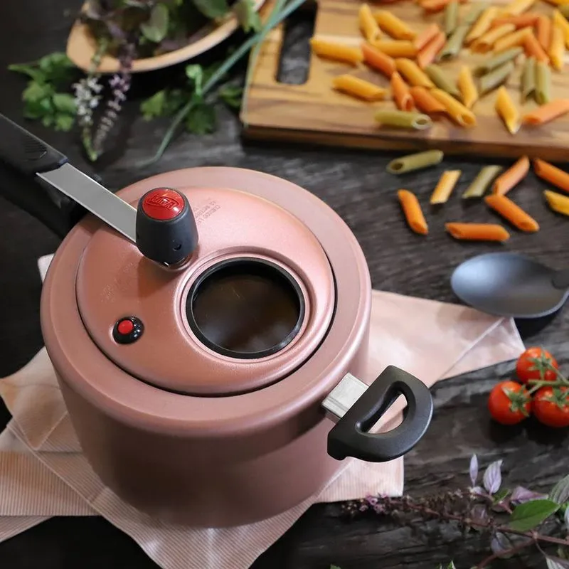 Panela de Pressão com Visor de Vidro - 4,5 Litros Antiaderente Cor Cereja Mta