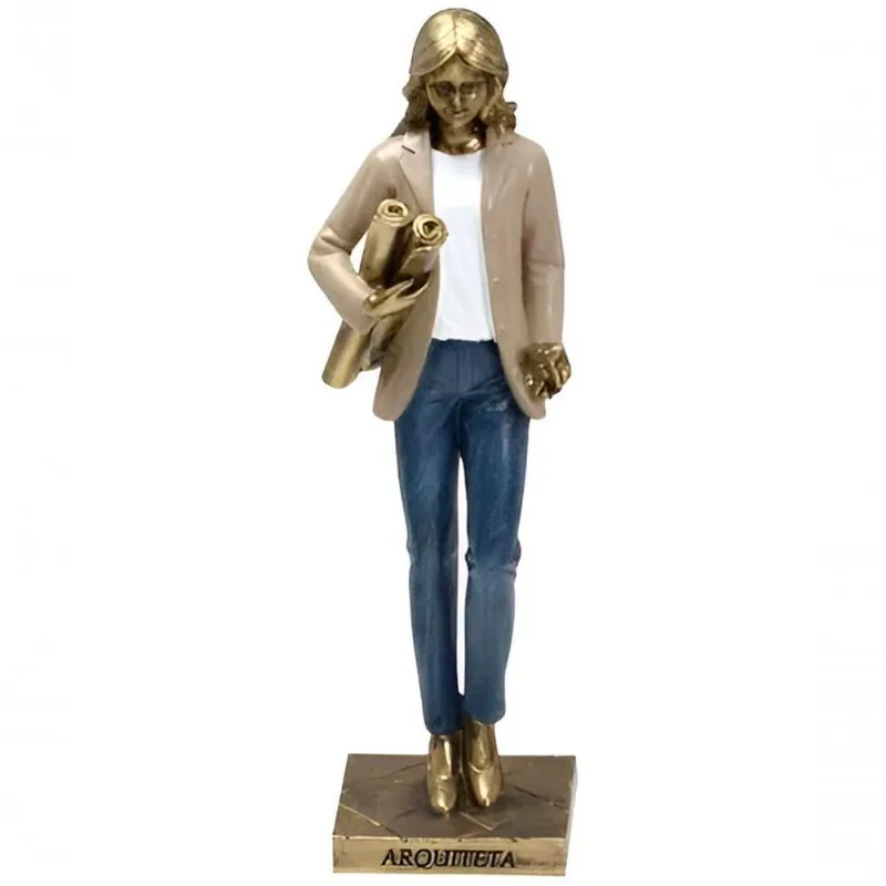 Estatueta Profissão Arquiteta Escultura Enfeite Resina 23cm
