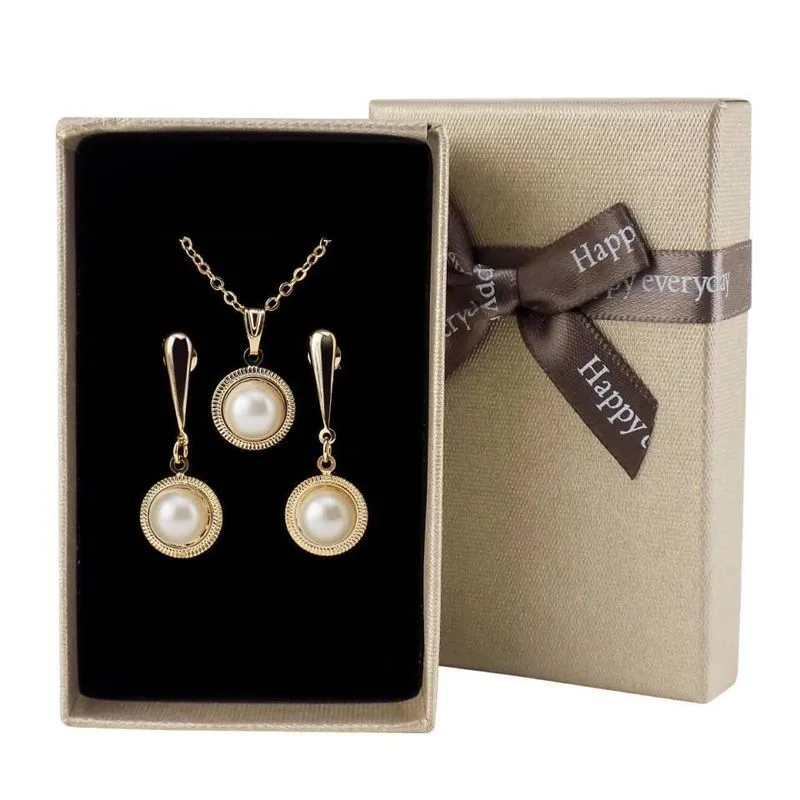 Kit Feminino Perola Colar Brinco Pingente Dourado Moda