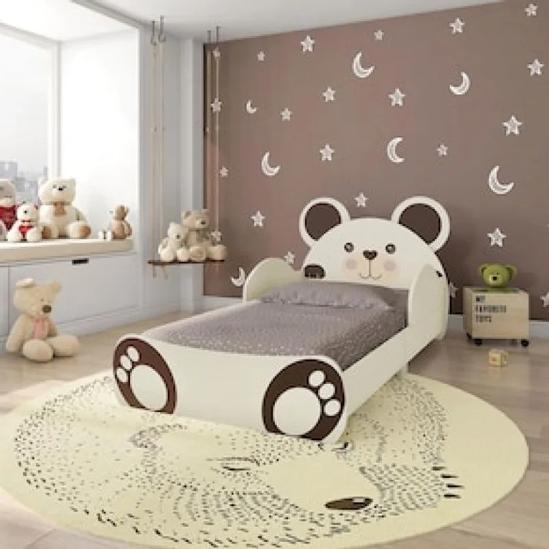 Mini Cama Infantil Móveis Estrela Urso - Off White
