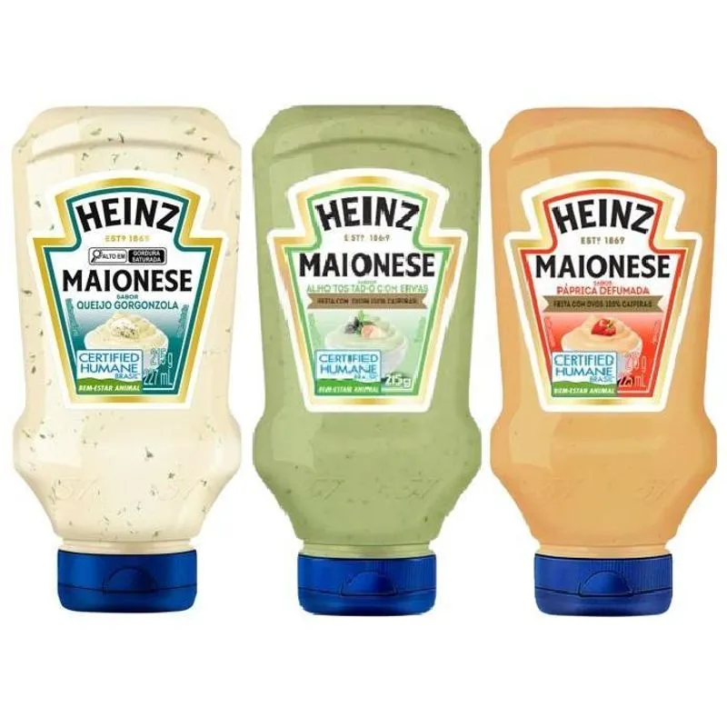 Kit Degustação Maionese Páprica Gorgonzola Ervas Heinz 215g