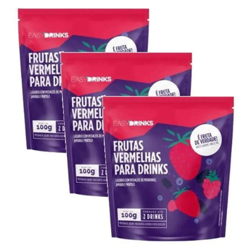 3 Sachê Preparado De Frutas Vermelhas Easy Drinks 100g