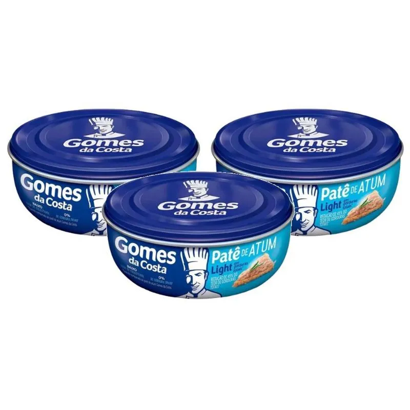 Kit 3 Patê De Atum Light Gomes Da Costa Lata 150g
