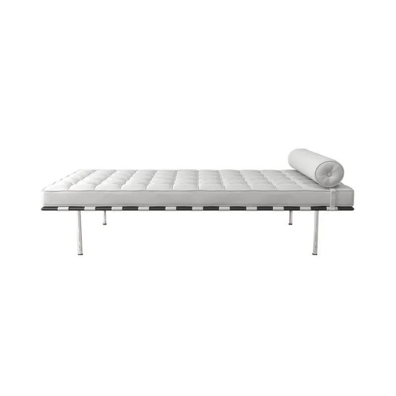 Couch Barcelona Cromado em Sintetico Branco