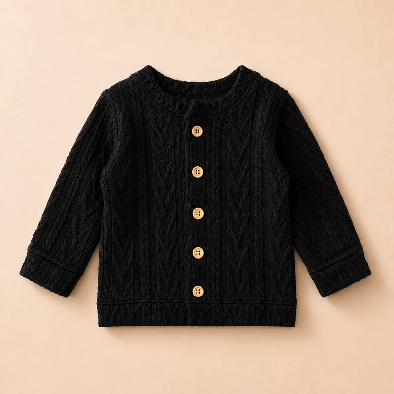 Casaco Bebê Cardigan Black 6 a 9 meses