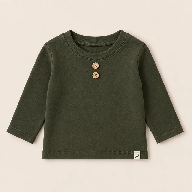 Camisa Buttons Musgo Longo 9 a 12 meses