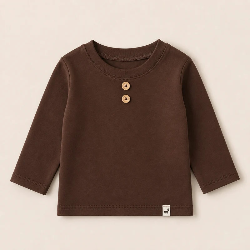 Camisa Buttons Mocha Longo 2 a 3 anos
