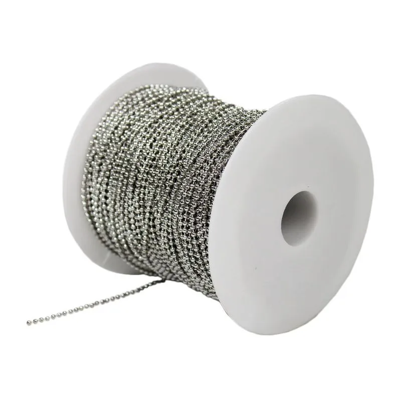 Corrente de Bolinha Prata 2mm p/ Chaveiros Com 50 Metros