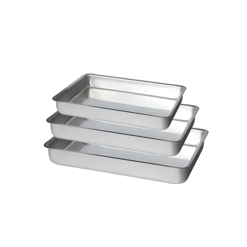 Conjunto de Assadeiras Retangular 26cm/31cm /34cm Aluminio Polido