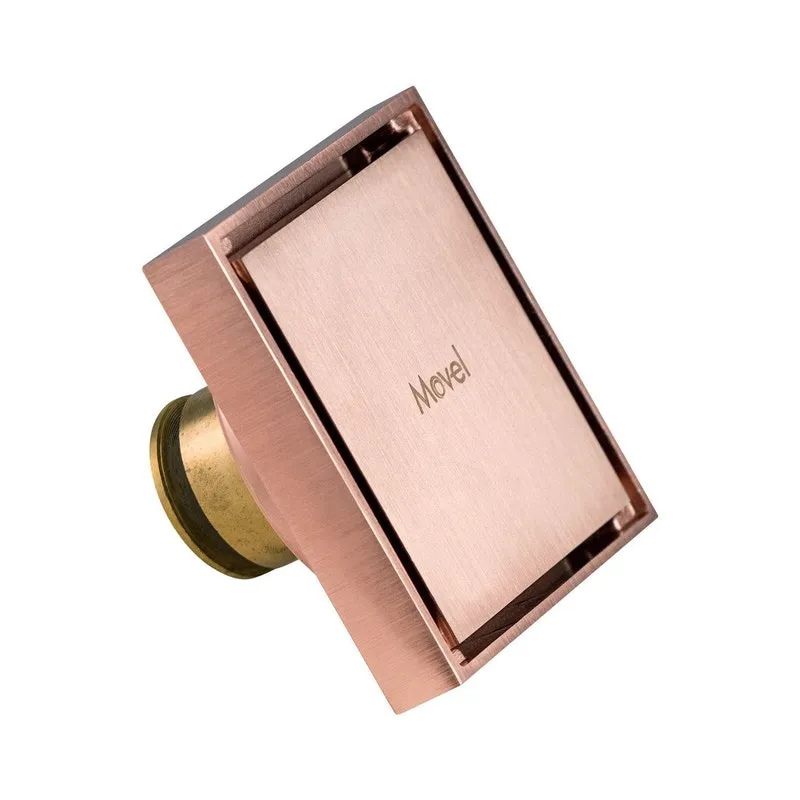 Ralo Quadrado Fechamento Automático Rose Gold 10X10Cm