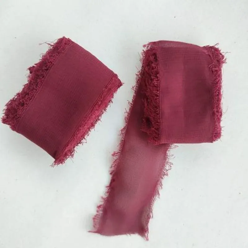 Fitas Chiffon De Seda Rústica Marsala - 3,5cm X 5m