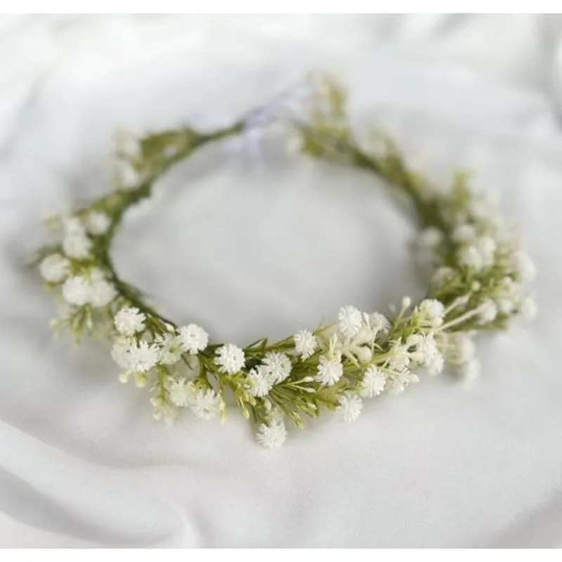 Coroa Infantil De Flores Branco Para Aniversário E Batizado